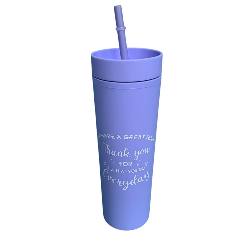 Purple Tumbler with Straw